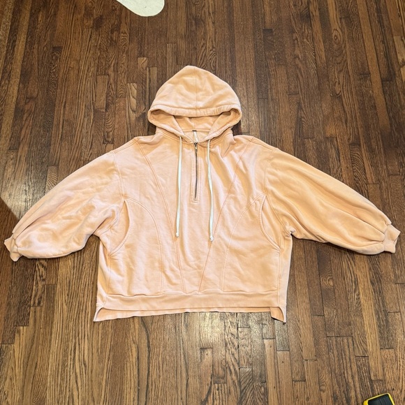 Free People Orange Pink Oversized High Road Pullover  Sweatshirt Size Medium - Picture 5 of 8